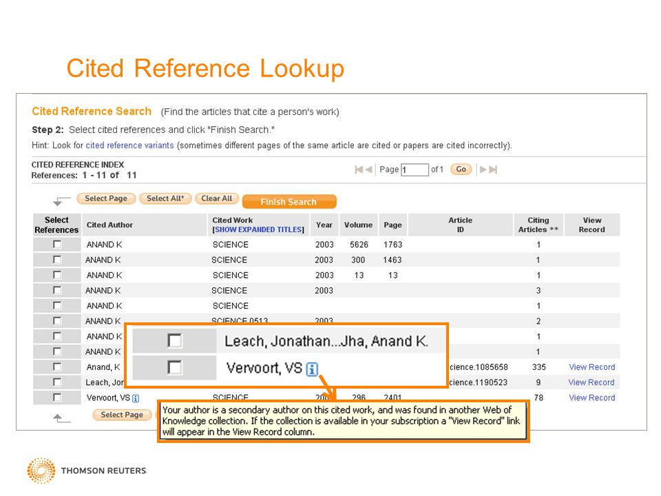 Cited Reference Lookup