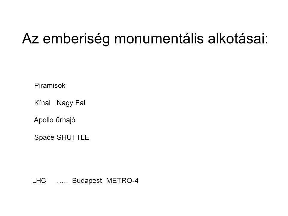 Az emberiség monumentális alkotásai: Piramisok Kínai Nagy Fal Apollo űrhajó Space SHUTTLE LHC …..