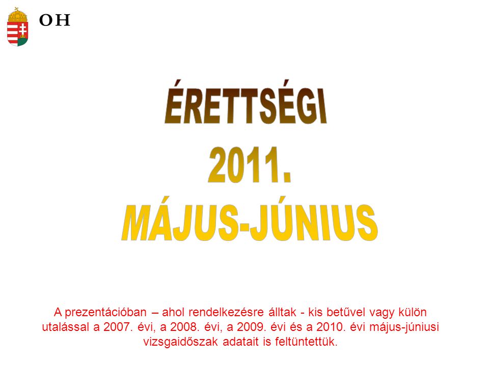 A prezentációban – ahol rendelkezésre álltak - kis betűvel vagy külön utalással a 2007.