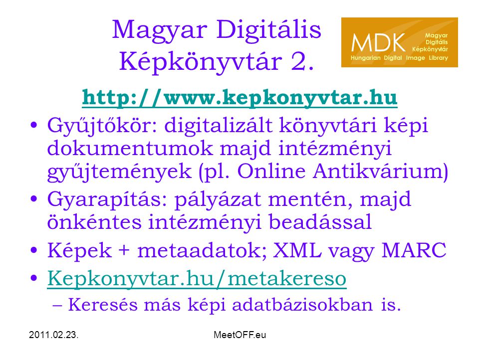 MeetOFF.eu Magyar Digitális Képkönyvtár 2.