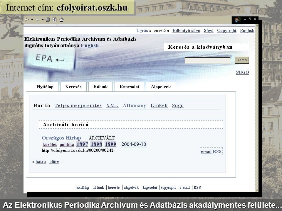 epa.oszk.hu/vu Internet cím: epa.oszk.hu/vu Egy 19.