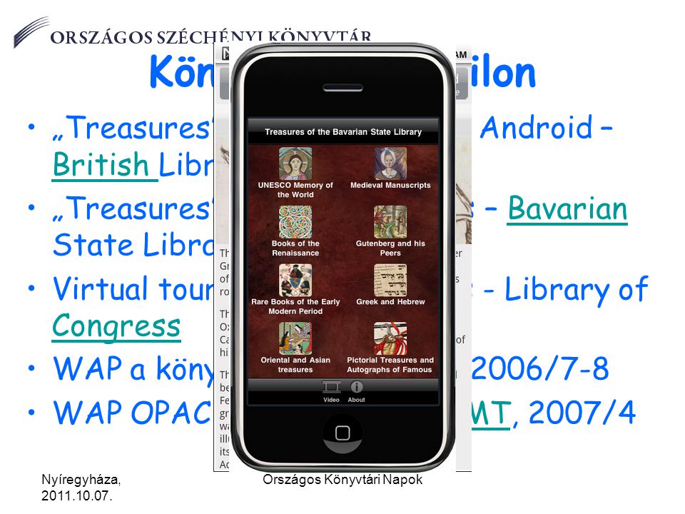 Nyíregyháza, Országos Könyvtári Napok Könyvtárak mobilon „Treasures app.
