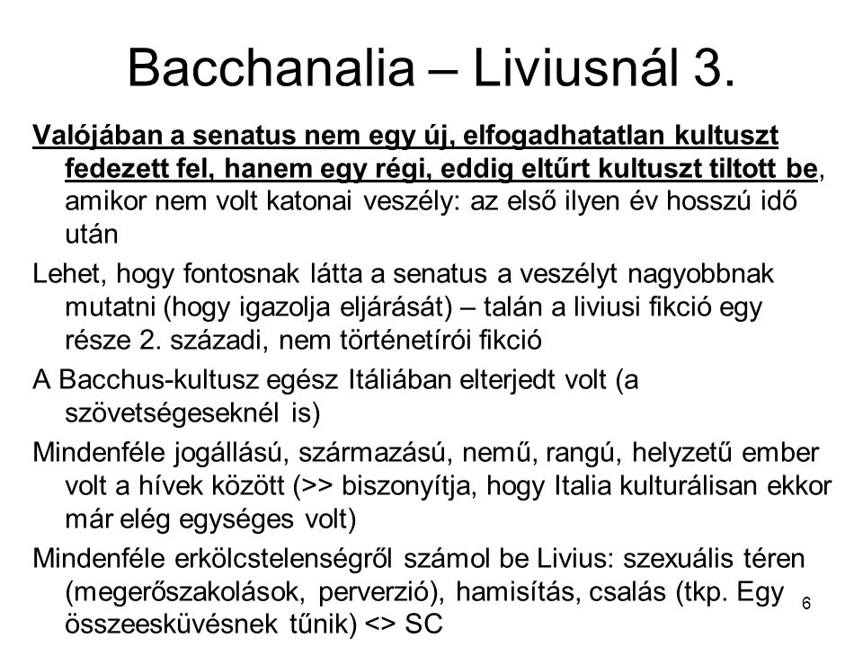 Bacchanalia – Liviusnál 3.