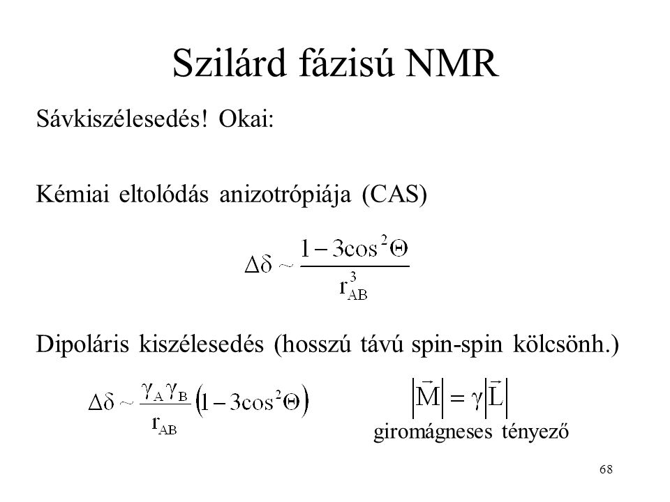 68 Szilárd fázisú NMR Sávkiszélesedés.