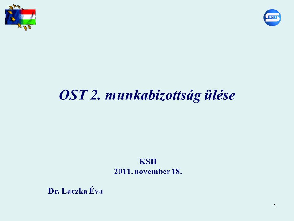 1 OST 2. munkabizottság ülése KSH november 18. Dr. Laczka Éva