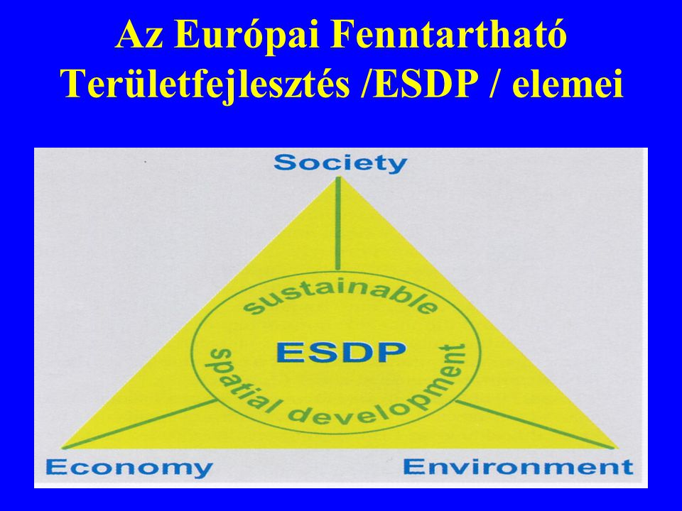 Az Európai Fenntartható Területfejlesztés /ESDP / elemei