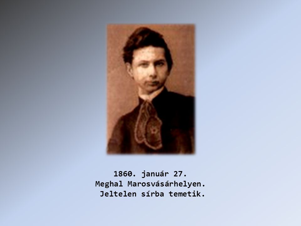 1860. január 27. Meghal Marosvásárhelyen. Jeltelen sírba temetik.