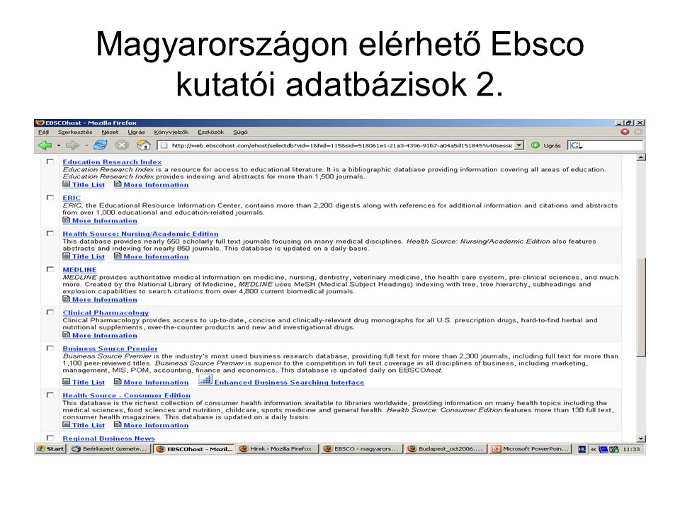 Magyarországon elérhető Ebsco kutatói adatbázisok 2.