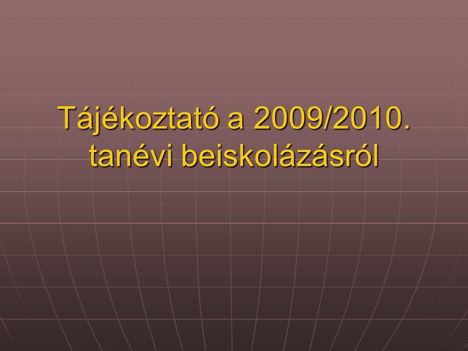 Tájékoztató a 2009/2010. tanévi beiskolázásról