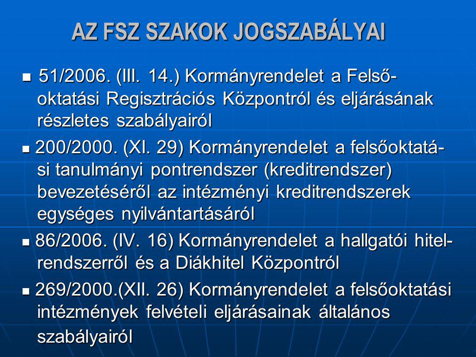 AZ FSZ SZAKOK JOGSZABÁLYAI 51/2006. (III.